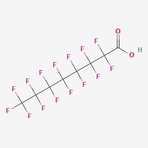 PFOA acid structure with a fluorinated carbon chain and a carboxylic acid group.